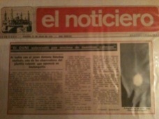 Así publicaba El Noticiero, de Zaragoza la visión del OVNI en Malanquilla
