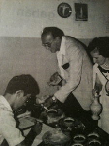 Pedro Montón, cronista de Calatayud, en su visita a Malanquilla con motivo de las III Jornadas Culturales de la Asociación MMV, 1984 (Foto asanchezmolledo)